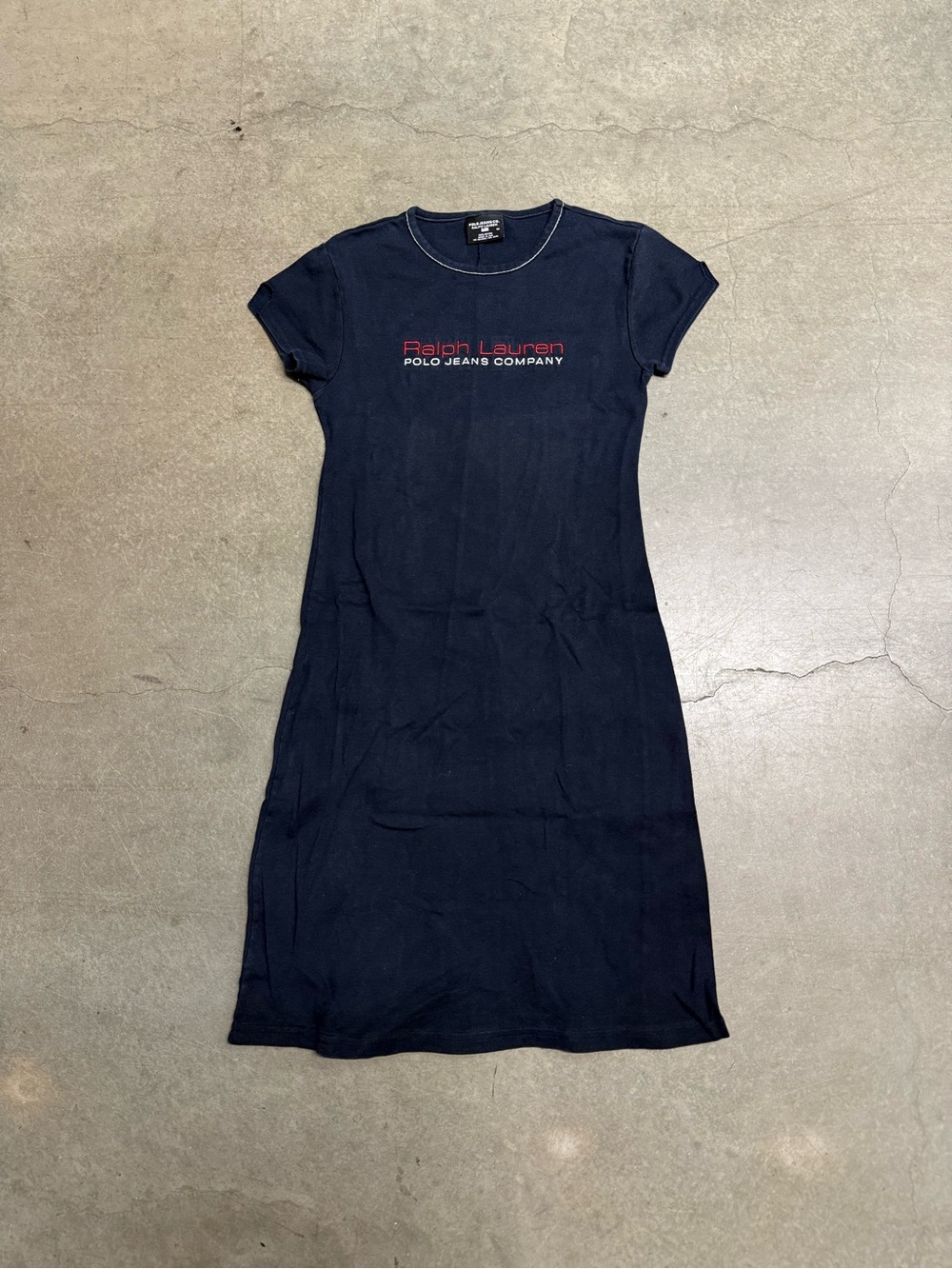 Vintage 90’s Ralph Lauren Polo Jeans Co Women’s T-Shirt Dress Navy Blue Medium